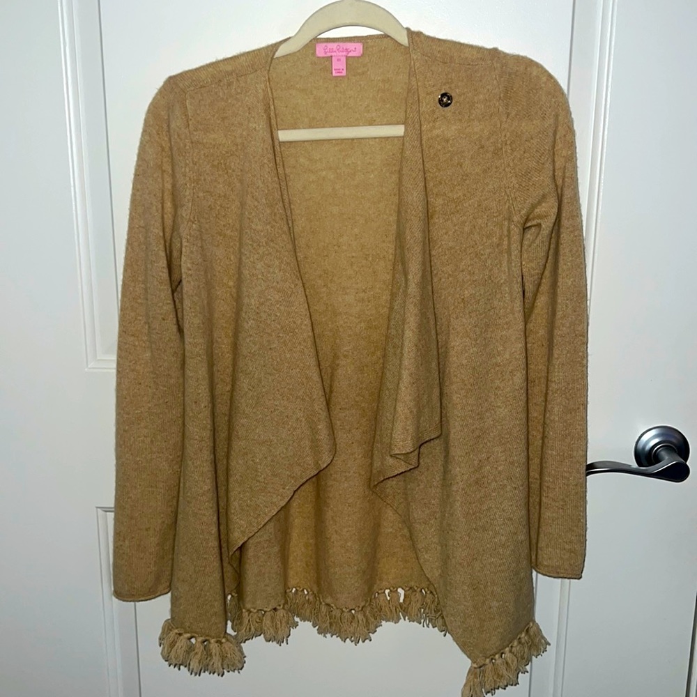 Lilly Pulitzer Alina Cashmere Cardigan Heathered Carmel Wrap size XS